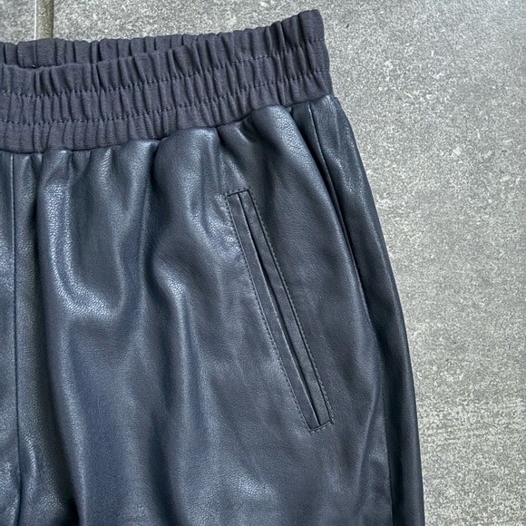 Rare Bcbg Max Azria Sugi Vegan Leather Jogger Pant in Dark Navy Blue - Picture 3 of 6